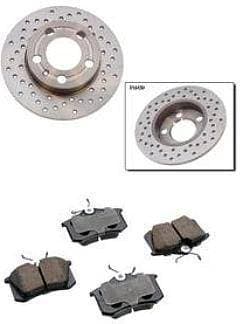 Mk4 Premium+ Cross Drilled Rear Brake Package for TDI and 2.0 (232x9mm rotor size)